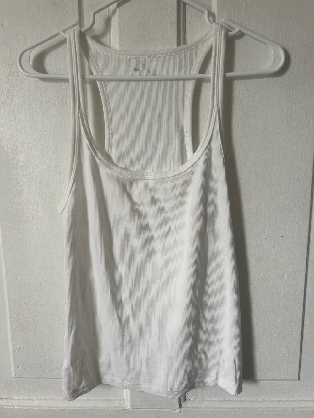 aerie White Ribbed Tank - Scoop Neck